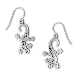 Pewter Gecko Salamander Lizard Dangle Earrings - 6094EFP